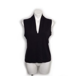 Talbots Black Sleeveless V Neck Blouse